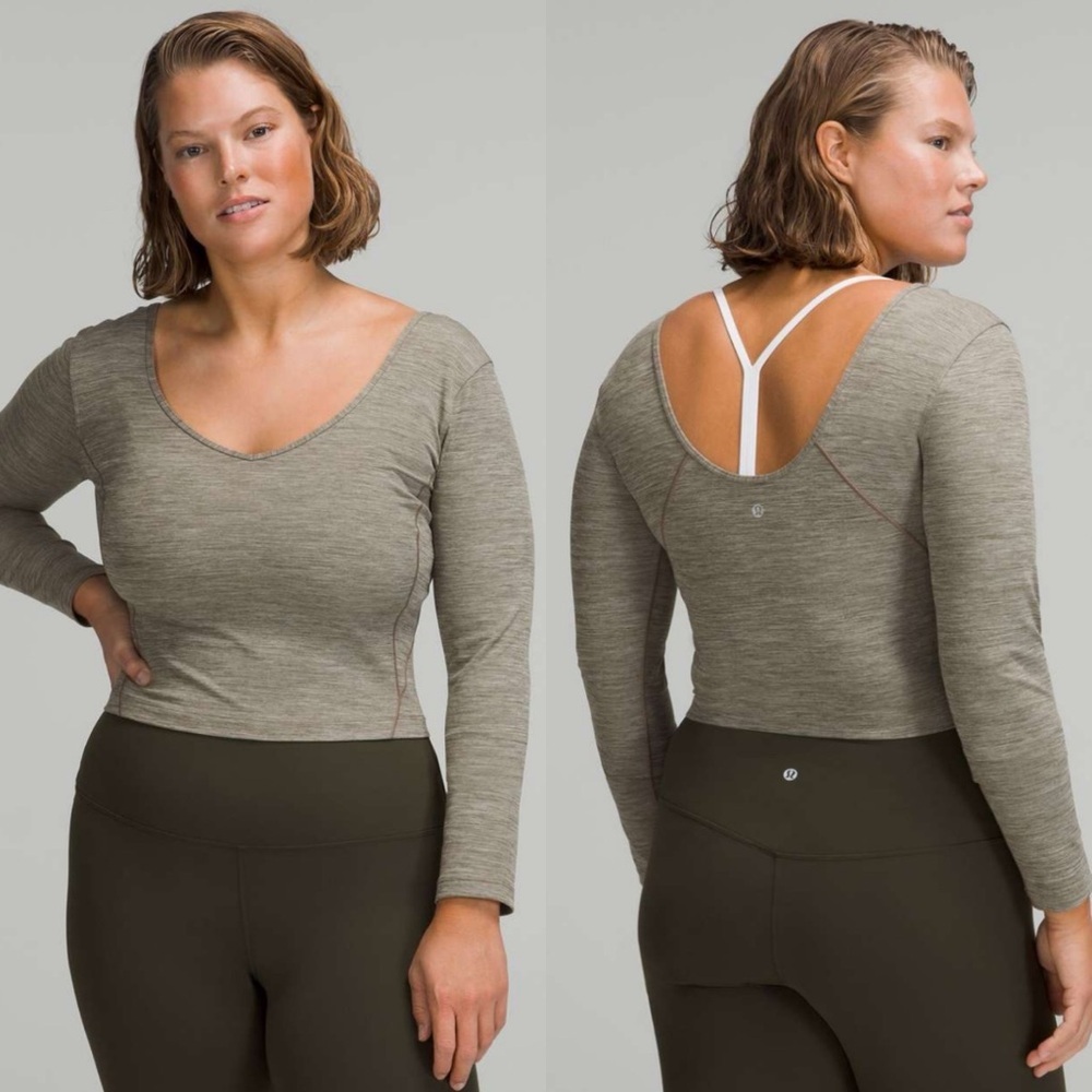 lululemon athletica Grey Long Sleeve Scoop Back Top